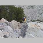 Brian scrambling the boulders along Moonlight Lakefrom Moonlight Lake (11,052')