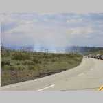 slurry bomber makes a run on sage brush fire, US highway 395 north of BishopCA