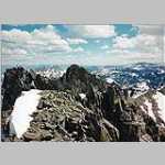 Big Agnes Mtn 16 July 1995, looking ~SE from summit of Big Agnes Mtn (find 11,749', Red Canyon, Lost Ranger Pk)
