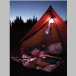 Brian's tent with solar lamp