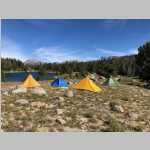food bags and tents at Mirror Lake Camp;